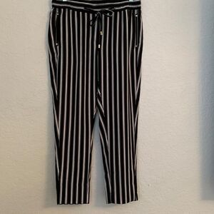 H & M New white/ blue stripe Womens pant. Size 10.
